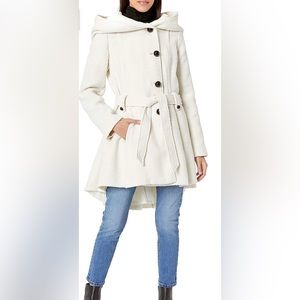 Steve Madden Almond Drama Hooded Belted Lined Trench Coat Size 2x NWT